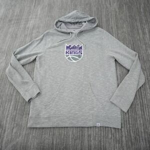 Sacramento Kings Hoodie Men Majestic Sweatshirt Pullover Gray Solid NBA Large